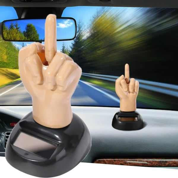 Solar Powered Mid Finger Shaking Car Ornament