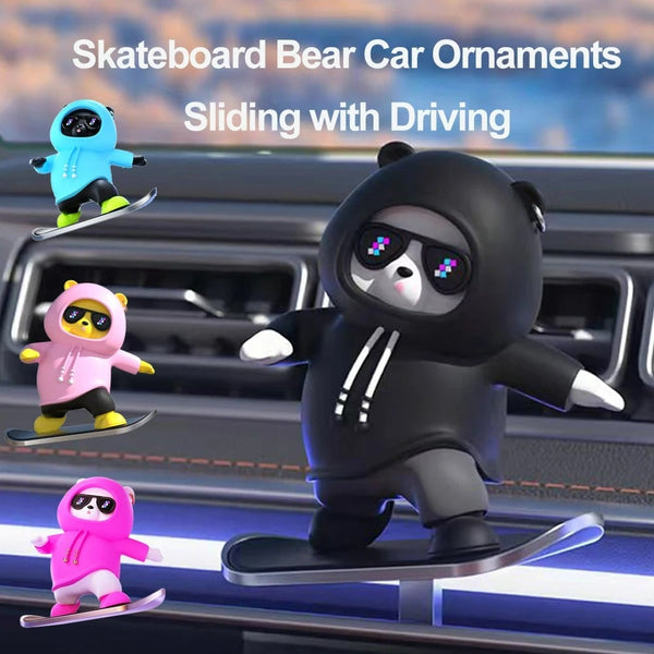 Dashboard Sliding Skateboard Bear Car Ornaments